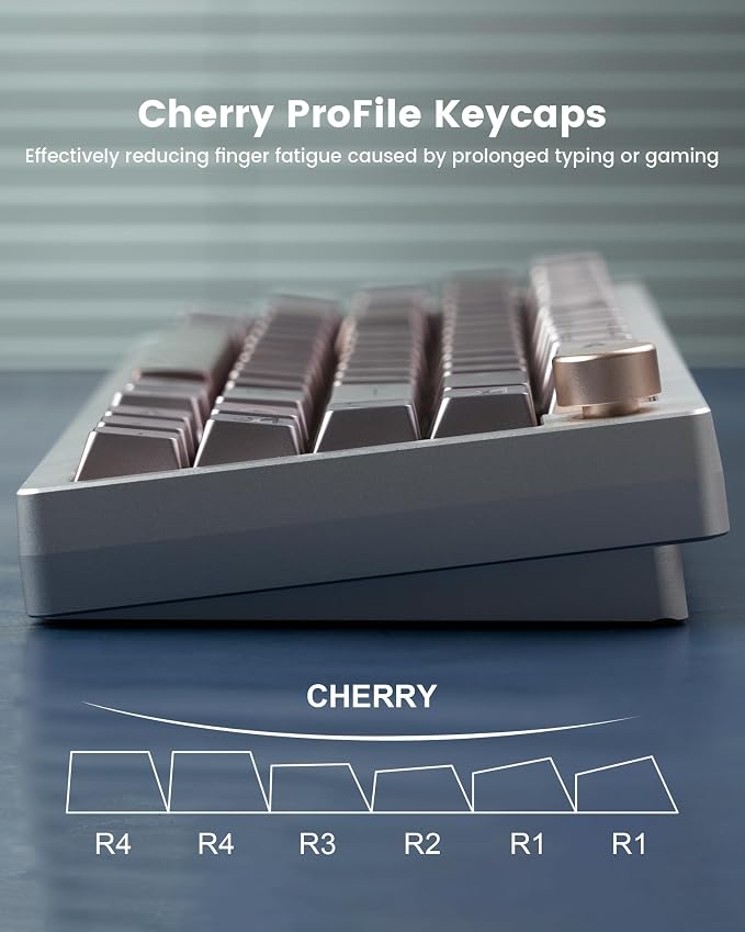 Keymatic Gaming Cherry Keycaps, Metal Keycaps with Key Puller for Mechanical Keyboard Cherry Mx Switch,112 Custom Keycaps,Coffee(Only Keycap Set)