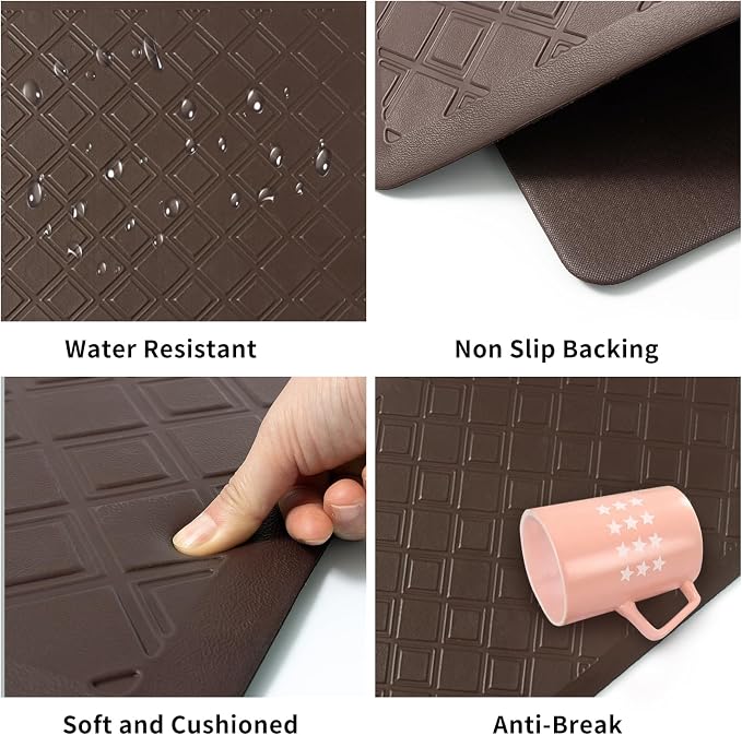 17.3 x 30 Inch Waterproof Anti Fatigue Comfort Kitchen Mat, Thick Non-Slip Standing Desk Mat, Commercial Pads for Offices, Home, Garages