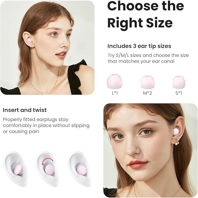 Earplugs for Sleeping,Reusable Earplugs for Noise Reduction 30dB with Carrying Case,Hearing Protection Ear Plugs for Concert,Focus,Working,Studying&Sound Reduction