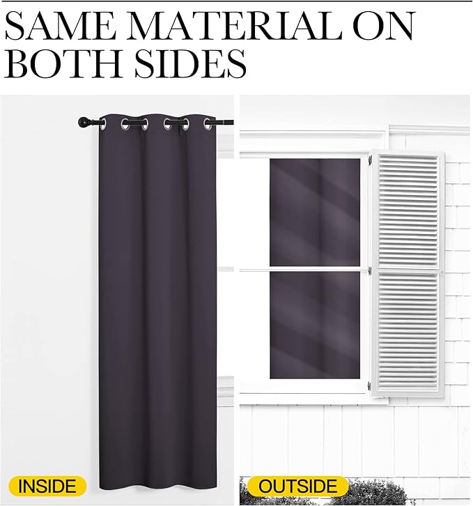 NICETOWN Greyish Purple Curtain Blind for Bedroom, Single Panel, W42 x L72 inches, Thermal Insulated Grommet Blackout Room Darkening Drape/Drapery