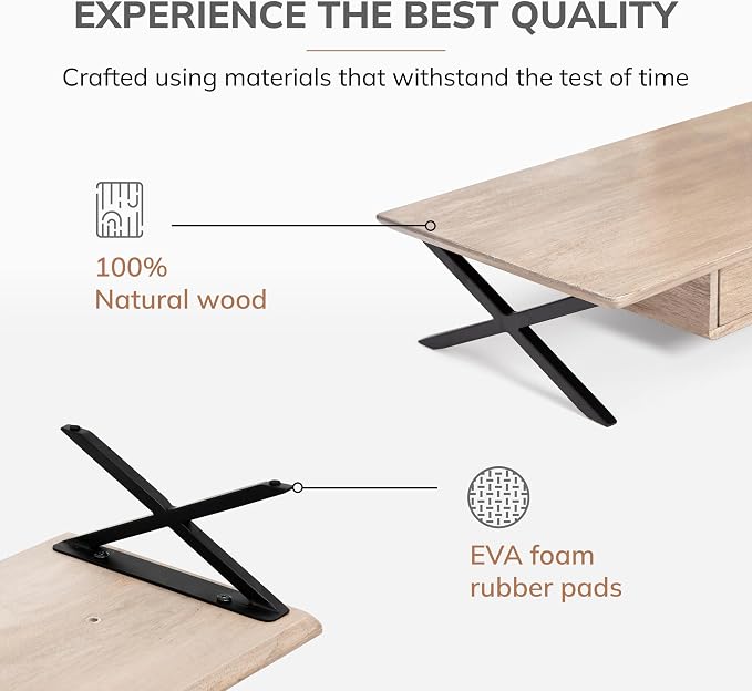 Anji Mountain Monitor Stand - Desktop Organizer & Laptop Riser, Ergonomic Monitor Riser, Space-Saving Monitor Stand for Desk, Durable Construction, Easy Assembly, Ideal for Home & Office,Biscotti