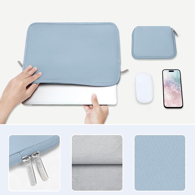 MOSISO Laptop Case 13 inch, 13 inch Laptop Sleeve Bag Compatible with MacBook Neo/Air M5 M4 M3 M2 M1 2026-2018 / Pro M2 M1 2026-2016, Neoprene Computer Sleeve Bag with Small Case, Airy Blue