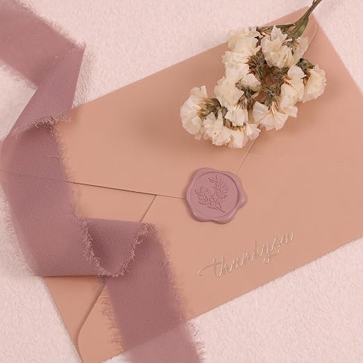 UNIQOOO Wax Seal Stickers - Dusty Mauve Eucalyptus Wedding Invitation Envelope Seal Stickers, 50 Pcs Self-Adhesive, Perfect for Invitation, Christmas, Gift Wrapping, Party