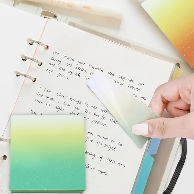 Transparent Sticky Notes,Clear Sticky Notes,3x3 in Gradient 4 Color Waterproof Tabs in 4,Office Message Note Paper 200 Sheets