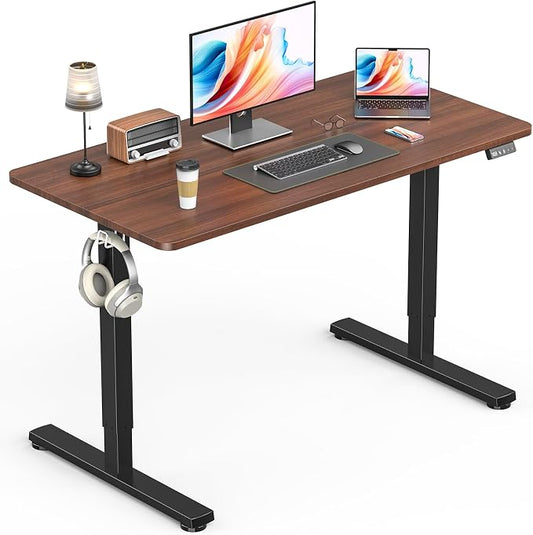 Electric Standing Desk, Gaming Desk, 40 x 24 Inch, Walnut | Height Adjustable Computer Desk with Smart Controller, Sit and Stand Up Table for Home, Office, Work, Study, Writing