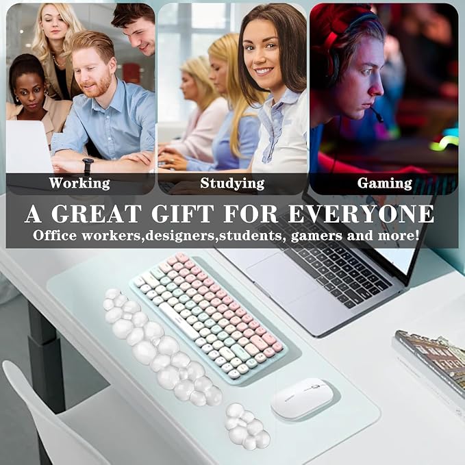 Mouse Pad with Wrist Rest, Soft Cloud Gel Keyboard Mouse Pad Set with Hand Wrist Support, Cute Non Slip Office Desk Accessories for Comfort/Pain Relief/PC Gaming/Computer/Laptop, (Clear Cloud)