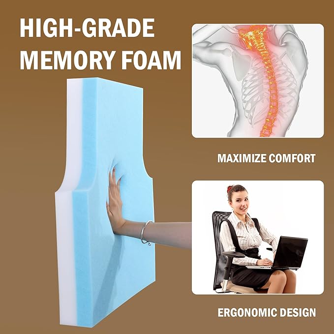 HOMBYS Sherpa Fleece Lumbar Support Pillow with Headrest, Foam Recliner Chair Cushion for Back Pain, Big High Back Support with Chair Headrest for Elderly (Beige)