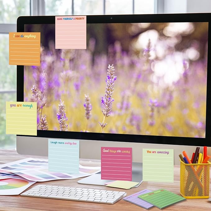 Yinder 24 Pcs Inspirational Sticky Notes Thank You Gift Motivational Sticky Note Pad Employee Appreciation Gift Bulk for Staff Coworker Teacher Nurse Office Groups 3 x 3'' (Inspire,Macaron)