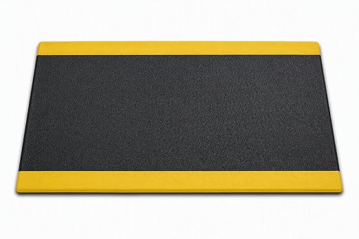 Guardian 24020301BY Soft Step Anti-Fatigue Floor Mat, Vinyl, 2'x3', Black with Yellow Stripe
