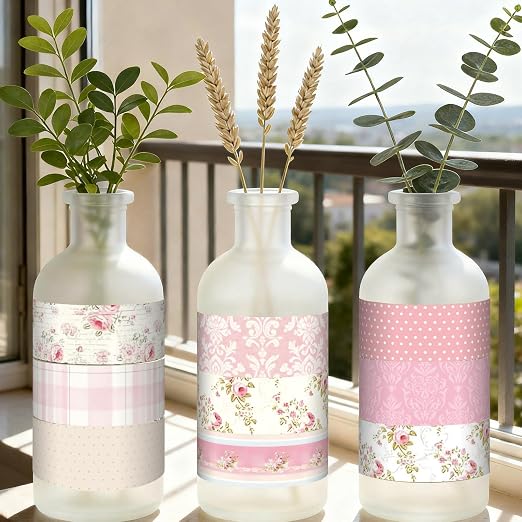 Gueevin 24 Rolls Watercolor Floral Washi Tape Set 15 mm Seasonal Flower Decorative Washi Tape for Craft Arts DIY Scrapbook Journaling Supplies Gift Wrapping(Roses and Lace)