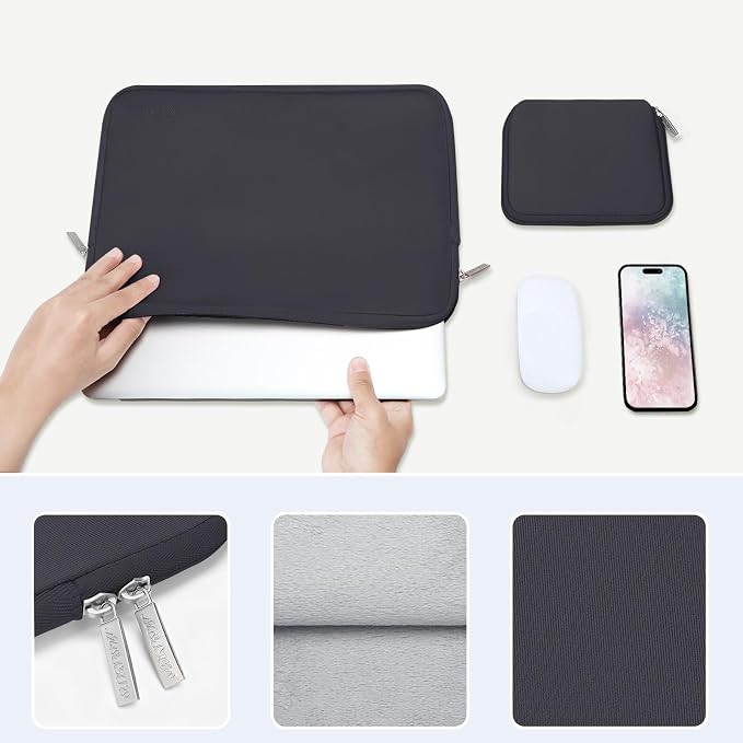 MOSISO Laptop Case 16 inch, 15-15.6 inch Laptop Sleeve Bag Compatible with MacBook Pro 16 M5 M4 M3 M2 M1, HP Acer Dell Lenovo ASUS Notebook, Neoprene Computer Sleeve Bag with Small Case, Space Gray