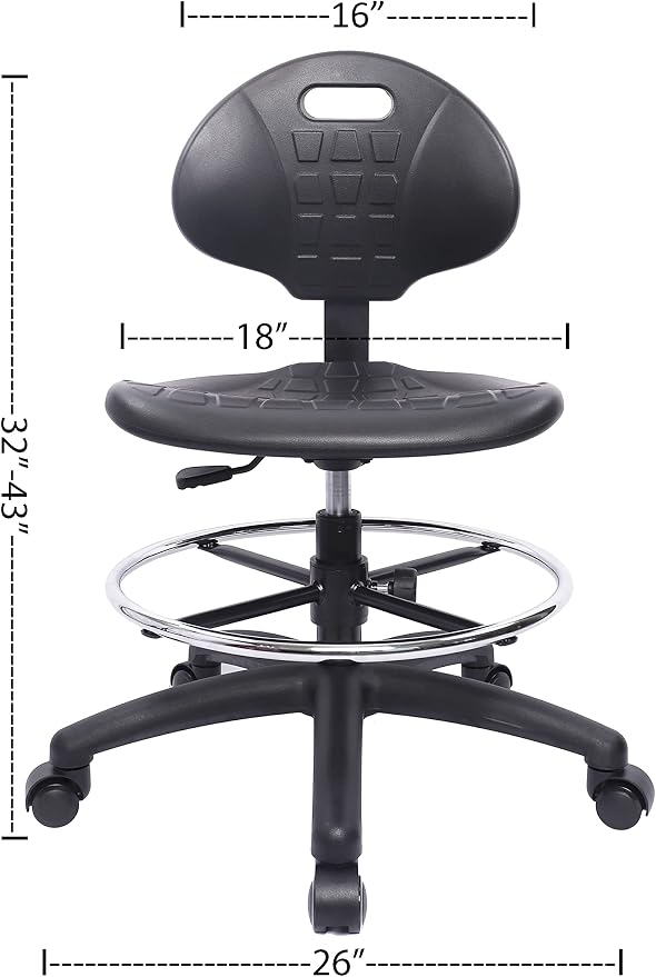 ESD Anti Static Ergonomic Polyurethane Chair Adjustable Height Heavy Duty Easy to Clean for Research, Laboratory and Cleanroom (Self Braking Casters, Medium Chair)