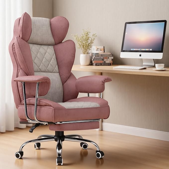 COMHOMA Big and Tall Gaming Chair with Pocket Spring Lumbar Support, Ergonomic Office Chair with Footrest, Executive Desk Chair with Outward Fixed Soft Armrests, Computer Chair with High Back, GYPK