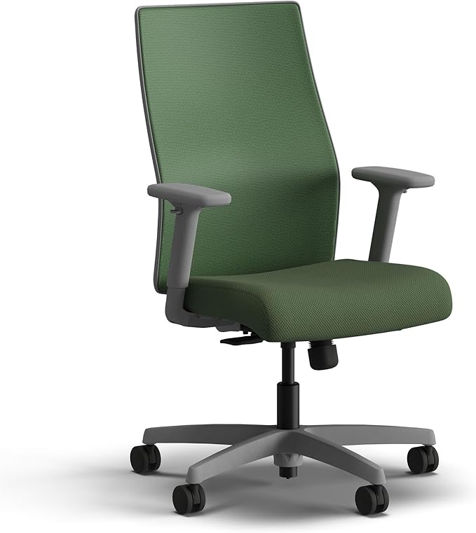HON Ignition 2.0 Mid Back Task Chair, Spectrum Mesh, Standard Synchro-Tilt Control, Office Chair with Lumbar Support, Height and Width Adjustable Arms, Titanium Frame, Leaf