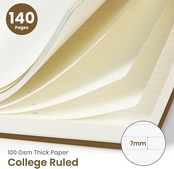 Taja Lined Spiral Journal Notebook for Women & Men, 140 Pages, College Ruled Hardcover Notebook for Work & Note Taking, Journals for Writing, A5(5.7" x 7.9") – Mocha Earth