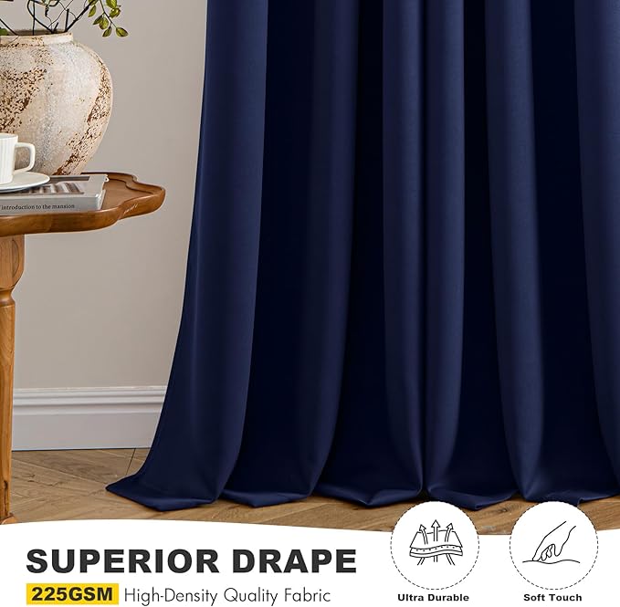 MIULEE Blackout Curtains for Bedroom Living Room 2 Panels, Thermal Insulated Room Darkening Drapes Grommet Noise Reducing Light Blocking Window Treatments 40 Inches Long 40x40 Inch Navy Blue