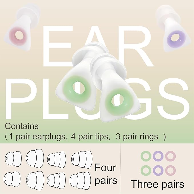 Elate Fashionable Customizable Silicone Ear Plugs with 3 Interchangeable Color Rings - Stylish Hearing Protection for Sleep, Study, Travel, Autism, ADHD, Concerts & Swimming - White