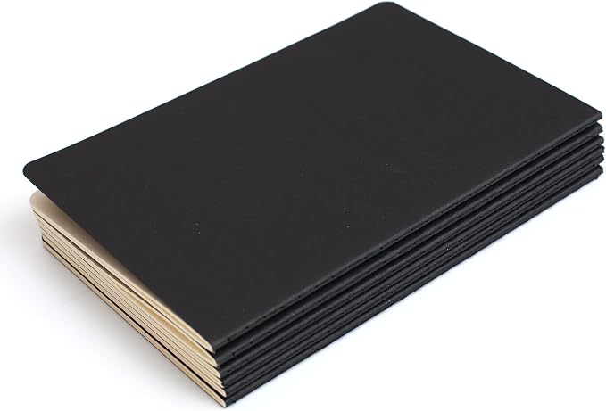 TWONE 6 Pack Notebooks Journal - 60 Blank Page/30 Sheets, Premium Thick Paper Soft Cover Journal for Travel, Office, Work, Office, Home, School, Business Writing, 5.5” x 8.25” (Black)