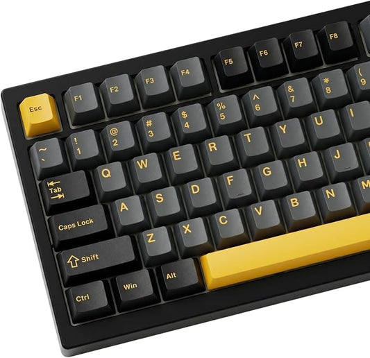 126 Keys PBT Keycaps, Black Grey Orange Double Shot Keycap Set, Cherry Profile Custom Keycaps for Mechanical Keyboard, MX Switches Compatible, Full Size TKL 75% 65% 60% Keyboard Keycaps