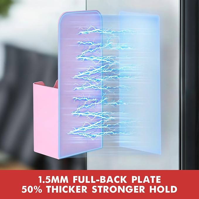 BEYGORM 4 Pack Magnetic Pen Holder for Whiteboard, Upgraded 1.5 mm Pencil Cup Organizer for Dry Erase Markers, Ideal Classroom, Office, Refrigerator, Locker (Pink)