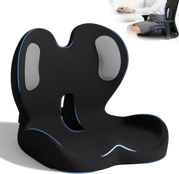 Seat Cushion,Memory Foam Chair Cushion for Office and Car,Ergonomic Coccyx Seat Cushion for Tailbone,Sciatic Nerve,Lower Back Pressure Relief,Lumbar Support Pilow for Office,Car,Truck,Desk Chair