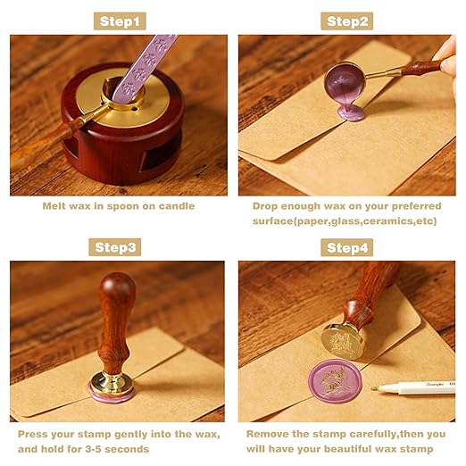 Wiccan Wax Seal Stamp Set, Pagan Pentagram Moon Phases Sealing Stamp Head, Vintage Evil Eye Triple Moon Pentacle and Sun Bottle Pattern Kit with Gift Box for Letter Envelope Witchcraft Invitation Card