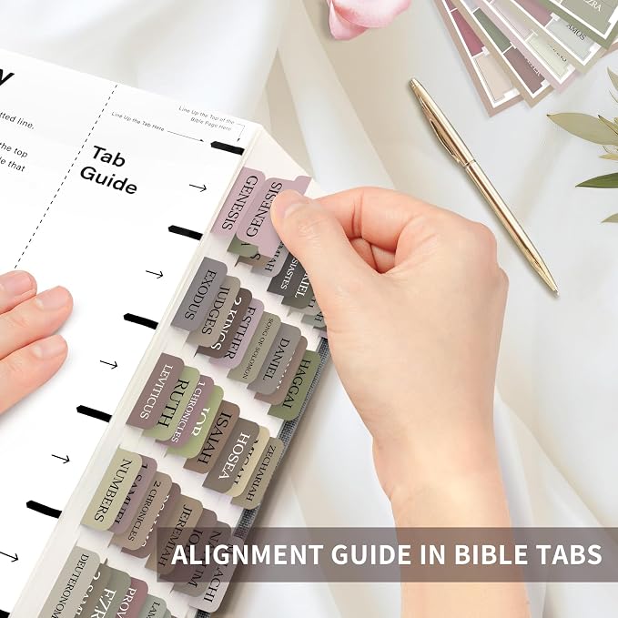 Bible Tabs for Women & Men, Bible Tab for Study Bible, Large Print Bible Tabs for Easy Navigation, Bible Index Tabs, 66 Tabs Old & New Testament, Extra 9 Blank Tabs - Earth Tone