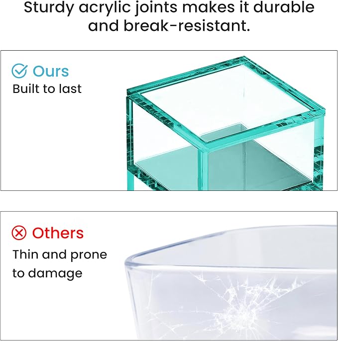 3-Tier Stackable Acrylic Holder, Green with Silver Metal Base | Stylish desk organizer and storage for office or home, Transparent square design, Functional and elegant desk accessories