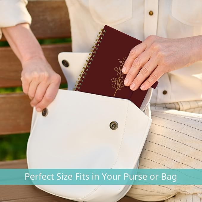 Taja Undated Weekly Planner, Weekly To Do List Notebook with Goal & Habit Tracker Organizer, A5 Weekly Planner Notebook with Spiral Binding, 6.1" x 8.2" - Burgundy