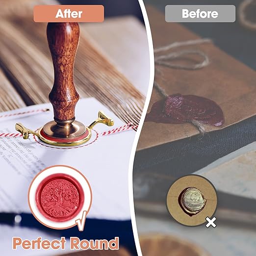 Yelsky Wax Seal Kit with 1 Inch Wax Stamp - 2 Metal Seal Molds with Round Flower Shape, Silicone Mat for Wedding Invitations, Gift Wrapping, Envelopes, Cards & Wine Packaging