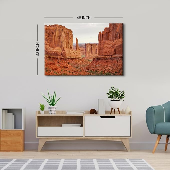 Large National Park Landscape Canvas Wall Art for Bedroom Wall Decor Vintage Grand Canyon Cliff Scenery Picture Wall Decor Nature Orange Rock Mountain Prints Paintings Artwork Home Decoration 32x48"