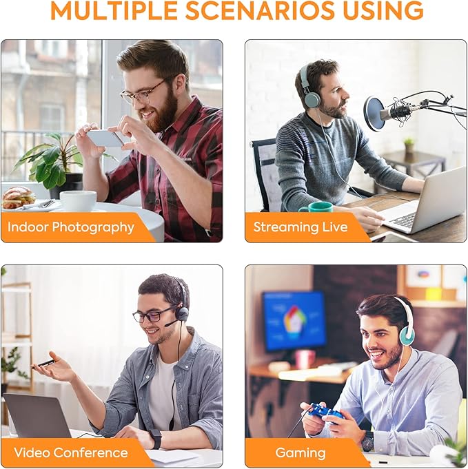 LED Video Light Kit 2 Pack 6500K Dimmable Streaming Lights USB Key Light Photography Lighting with 9 Color Filters Adjustable Tripod for Photography/Video Recording/Video Conference Lighting