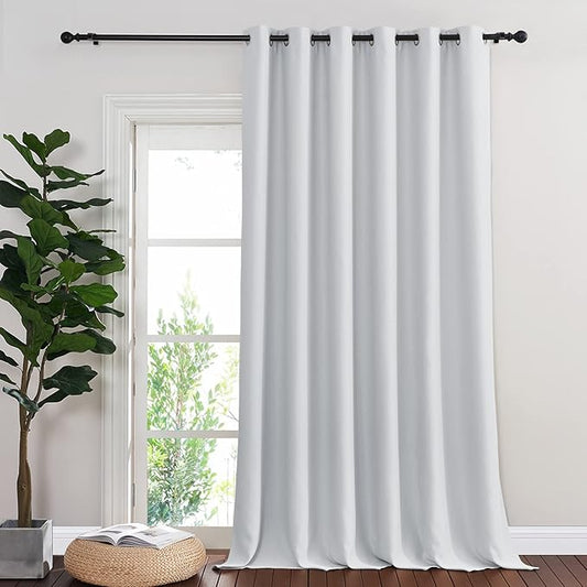 NICETOWN Greyish White Sliding Door Curtain 118 inch Length, Grommet Room Darkening Thermal Curtain Extra Long Sound Dampening for Living Room/Bedroom, W80 x L118, 1 Panel