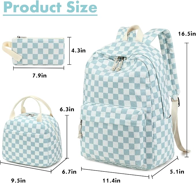 Bluboon School Backpack Set Girls Womens Laptop Bookbag Casual Daypack Fits 15 inch Laptop with Lunch Tote Bag and Pencil Bag