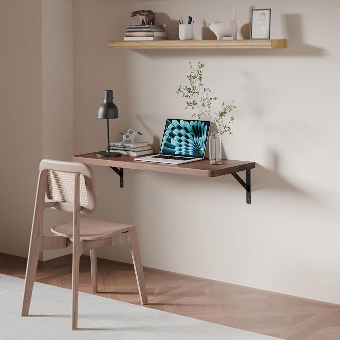Floating Wall Desk for Home Office,Wall Mounted Table with Pine Wood,36 Inch Workbench for Garage,Work Table with Heavy Duty Brackets for Kitchen,Dining,Laundry,Floating Shelf for Wall