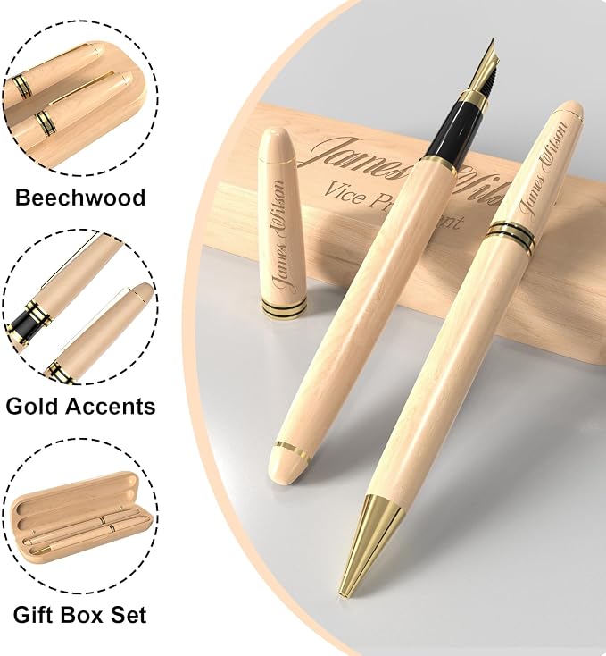 elesories Personalized Pens with Name, Engraved Pen Set with Custom Text & Design, Personalized Pen and Gift Box for Graduation, Anniversary Birthday Gift for Him or Her (style-2)