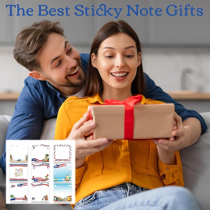 Puerto Rico Sticky Notes Gifts, 9 Pack Puerto Rico Notepads 3x3 Inches, Puerto Rican Self-Adhesive Memo Pads, PR Office Study Supplies Gift Rewards (450 Sheets)