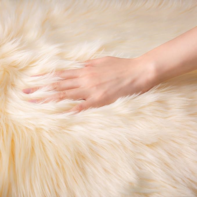 Ashler faux fur rug, Fluffy Shaggy Area Rug Ultra Soft 2.2 x 6 Feet Rectangle Fur Rug, Yellow Fuzzy Rug Machine Washable Shag Rug, Nursery Decor Throw Rugs for Bedroom, kids room, Living Room