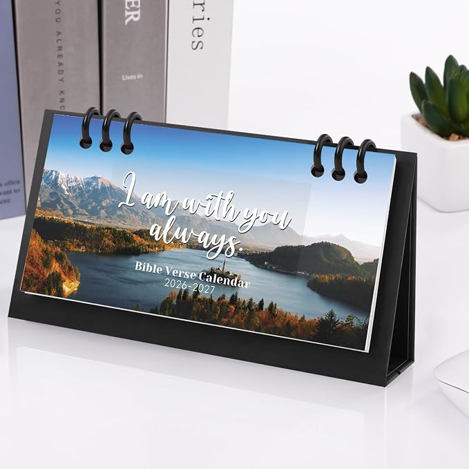 Small Desk Calendar 2026-2027, Bible Mini Desk Calendar (From January 2026 to June 2027) Flip Desktop Standing Calendar, Monthly Planner Cute Calendar, School Home Office Supplies, 6.3" x 3.1"