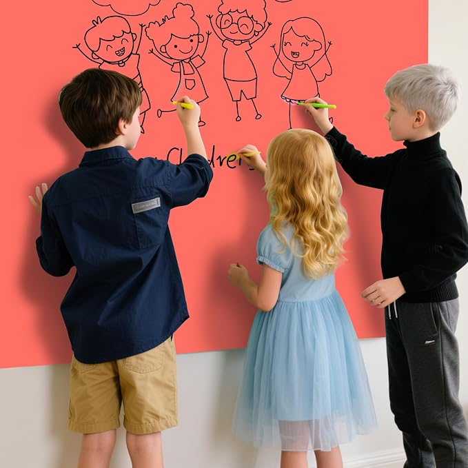 Magnetic Glass Whiteboard - 48"x36" Frameless Dry Erase Board for Walls, Red