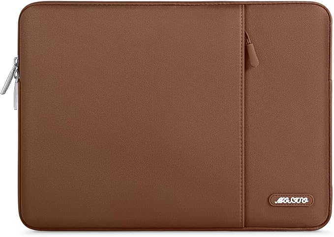MOSISO Laptop Case 14 inch, 14 inch Laptop Sleeve Compatible with HP Lenovo Dell ASUS Acer, HP Stream, Dell Latitude, Lenovo IdeaPad, Polyester Vertical Computer Sleeve Bag with Pocket, Caramel Brown