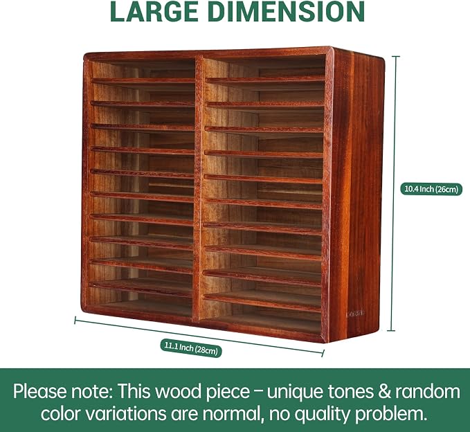 walowalo Acacia Wood Marker Organizer with 22 Compartments Holds 176 Markers, Alcohol Marker Storage Desk Organizer Pen Holder for Office Home Classroom Artists Kids Birthday Gift