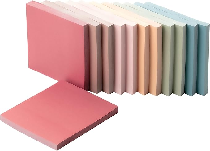 Mr. Pen- Sticky Notes, 3"x3", 12 Pads, Vintage Colors, Self-Stick Pads, Aesthetic, Colorful, Bulk (Pack of 2)
