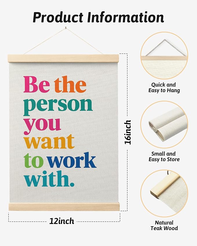 FGFK Inspirational Office Wall Art Poster Hanger Frame, Be the Person You Want to Work with Motivational Canvas Prints Framed Wall Decor for Home Office Workplace, 12x16 Inch