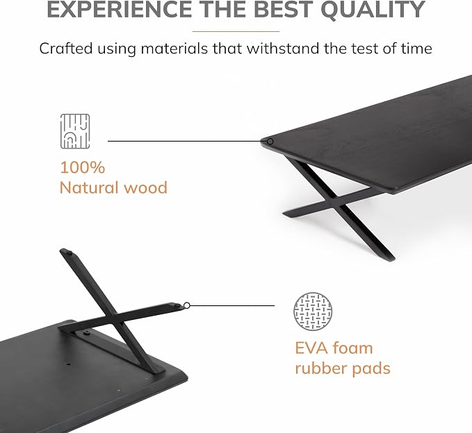 Anji Mountain Monitor Stand - Desktop Organizer & Laptop Riser, Ergonomic Monitor Riser, Space-Saving Monitor Stand for Desk, Durable Construction, Easy Assembly, Ideal for Home & Office,Black