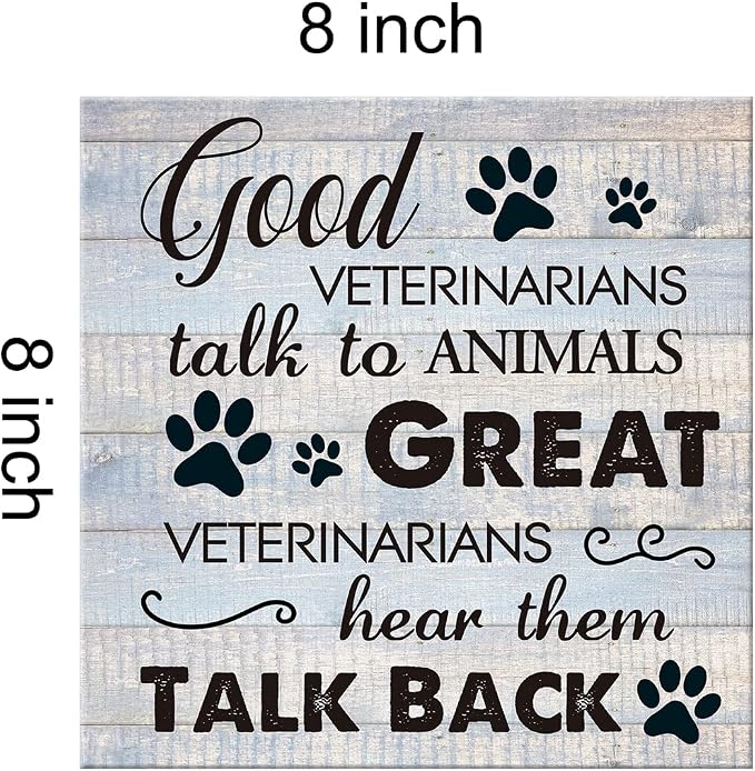 Funny Veterinarian Gifts Farmhouse Dog Canvas Wall Art Decor Veterinary Vet Gift for Women Good Veterinarians Talk To Animals Rustic Sign Painting Plaque Home Decoration (8 X 8 Inches, Framed)