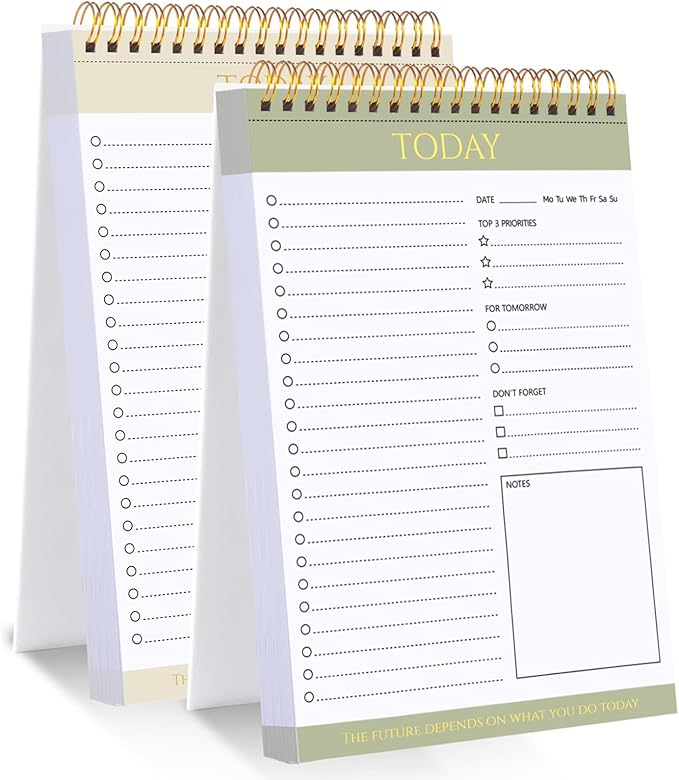 2 Packs To Do List Notepad, Totally 208 Pages To Do List Notebook A5 Undated Daily Planner Notepad with Transparent Cover and Task Checklist Home Office School Supplies, Simple Style