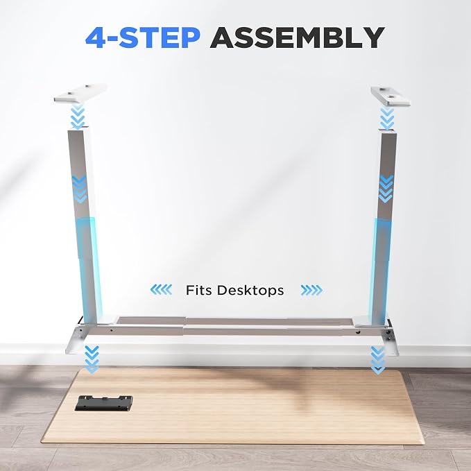 Dual Motor Electric Standing Desk Frame - 300 lbs Heavy Duty, 3 Memory Height Presets - Sit Stand Desk Frame, Computer Height Adjustable Desk Legs & Base for 43.3"-63" Desktop, White Frame Only