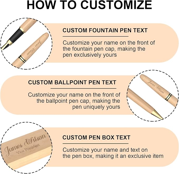 elesories Personalized Pens with Name, Engraved Pen Set with Custom Text & Design, Personalized Pen and Gift Box for Graduation, Anniversary Birthday Gift for Him or Her (style-2)
