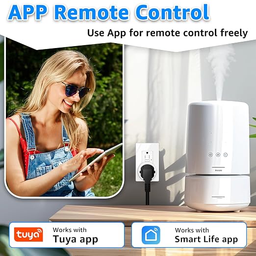 WiFi Smart Outlet Plug with Remote,GreenCycle 4 Electric Smart Plug with Remote,Compatible with Alexa and Google Home via Tuya,15A/1500W，Remote Control from Anywhere,TUV FCC List(2.4G)